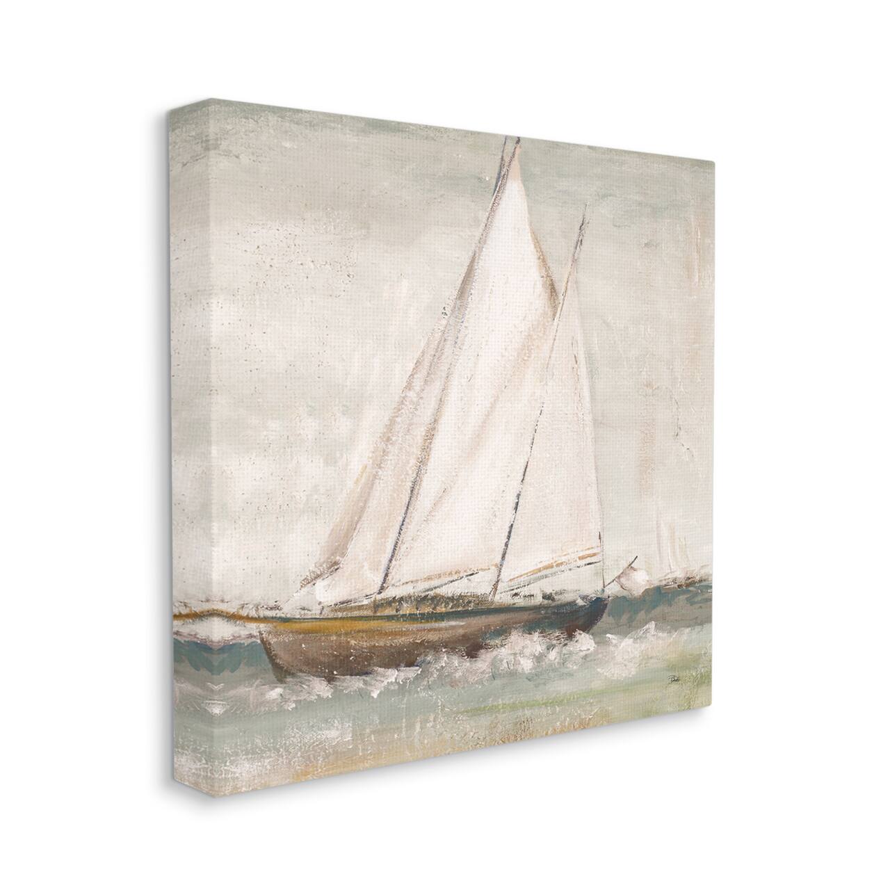 Stupell Industries Traditional Sailboat at Sea Contemporary Soft Waves Canvas Wall Art